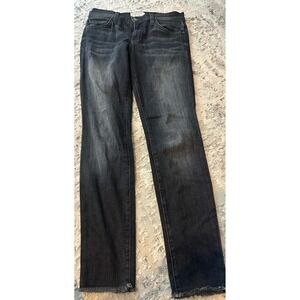 Current Elliott The Stiletto Skinny Jeans Faded Black Raw Hem Cropped 27